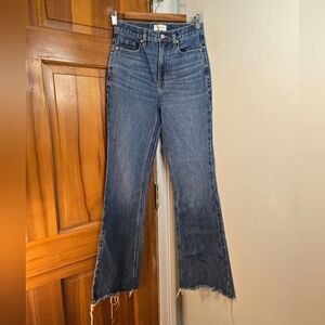 Classic High-Rise Blue Denim Jeans - Raw Hem Sz 25